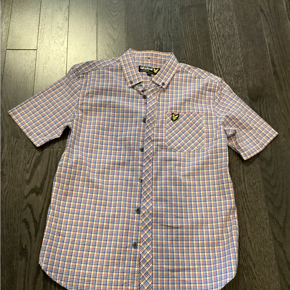 Lyle & Scott Men's Blue and Orange Checkered Shirt